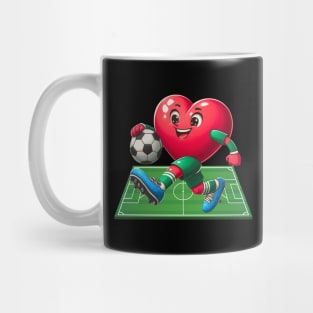 Heart Playing Soccer Cute Valentines Day Sports Lover Mug